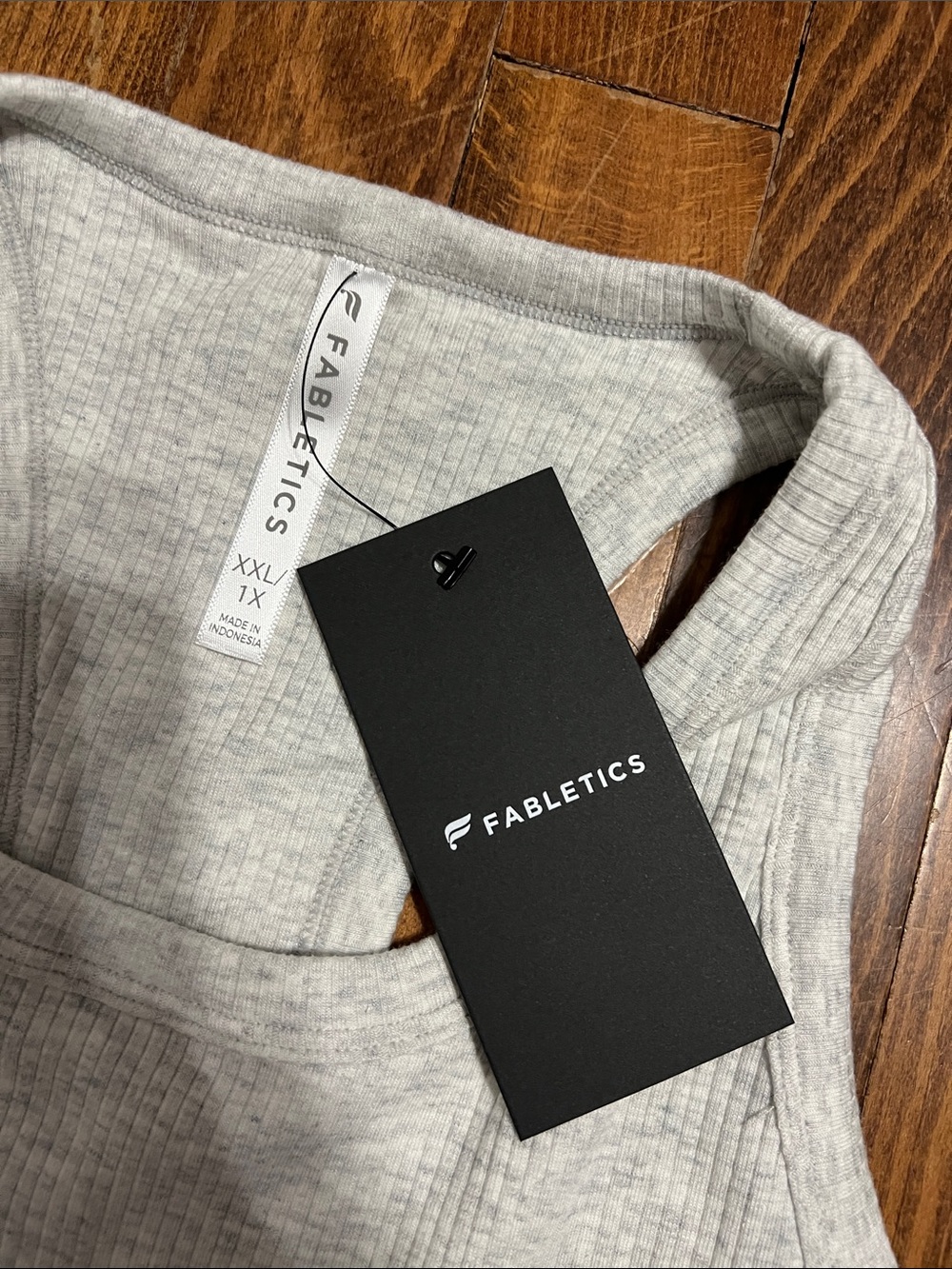 Fabletics Light Gray Ribbed Racerback Tank - Picture 2 of 3